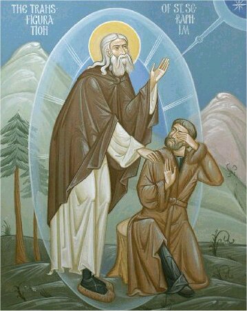 St. Seraphim of Sarov in the divine light with Motovilov