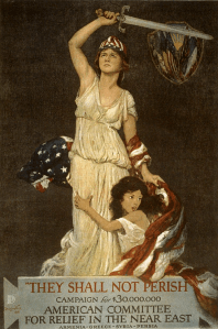 Fundraising poster for the American Committee for Relief in the Near East. The United States contributed a significant amount of aid to help Armenians during the Armenian Genocide.