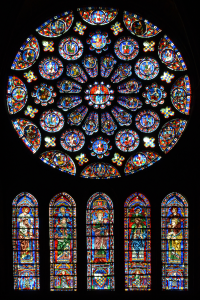The south transept rose at Chartres Cathedral (click to enlarge)